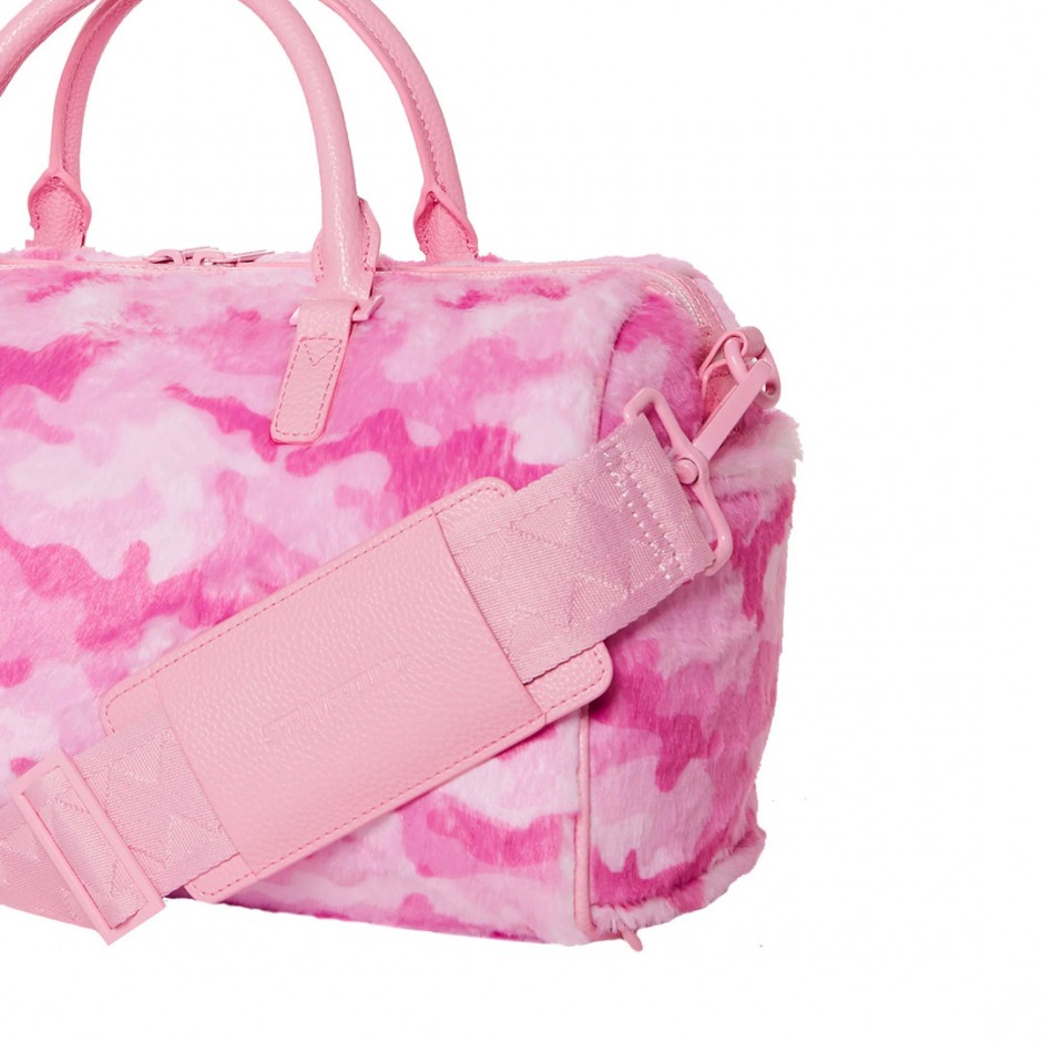 SPRAYGROUND PINK CAMO FAUX FUR DUFFLE D6869 Pink
