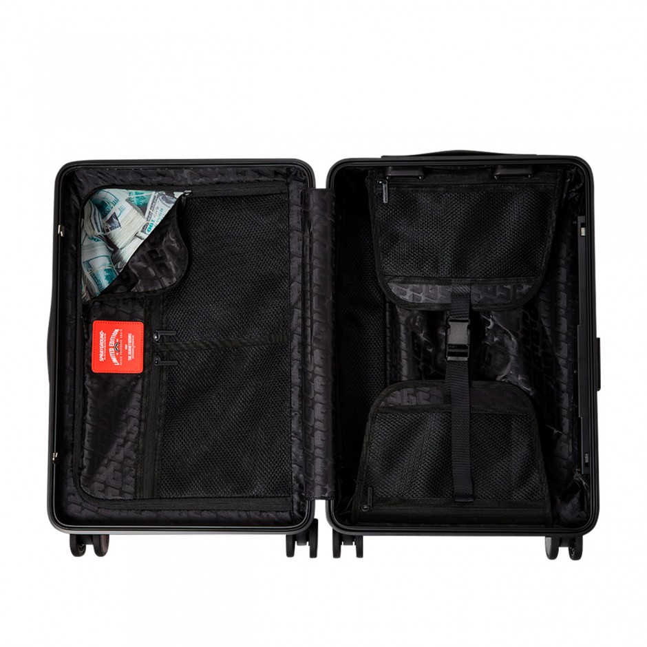 Βαλίτσα Μαύρη - Sprayground Black And White Drip Check Shark Carry-On Luggage