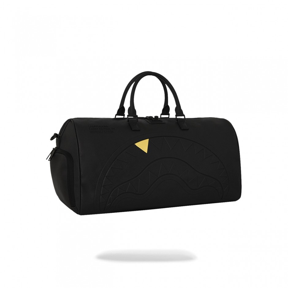Duffle Bag Black - Sprayground Blacked Out Embossed Gold Tooth Duffle