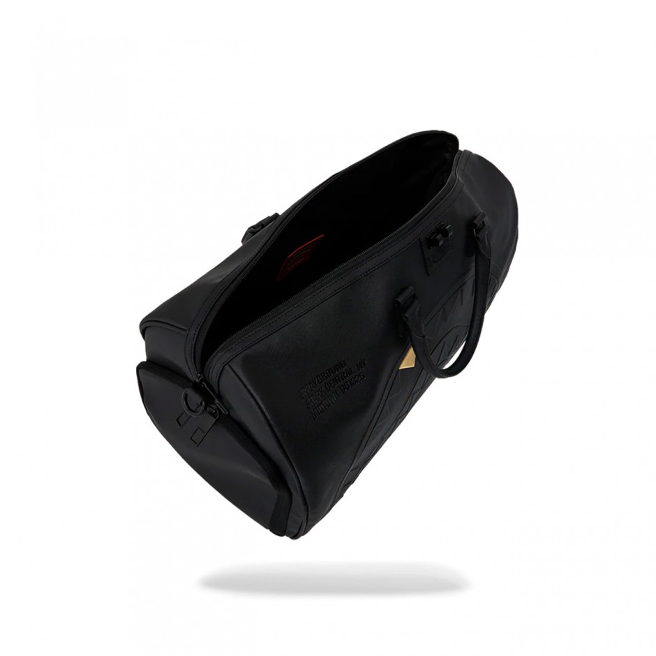 Duffle Bag Black - Sprayground Blacked Out Embossed Gold Tooth Duffle