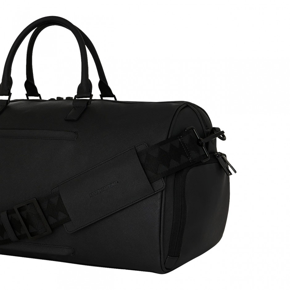 Duffle Bag Black - Sprayground Blacked Out Embossed Gold Tooth Duffle