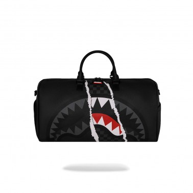 Duffel Bag Grey - Sprayground Center Rip Revealing Gray Check Mini Duffle