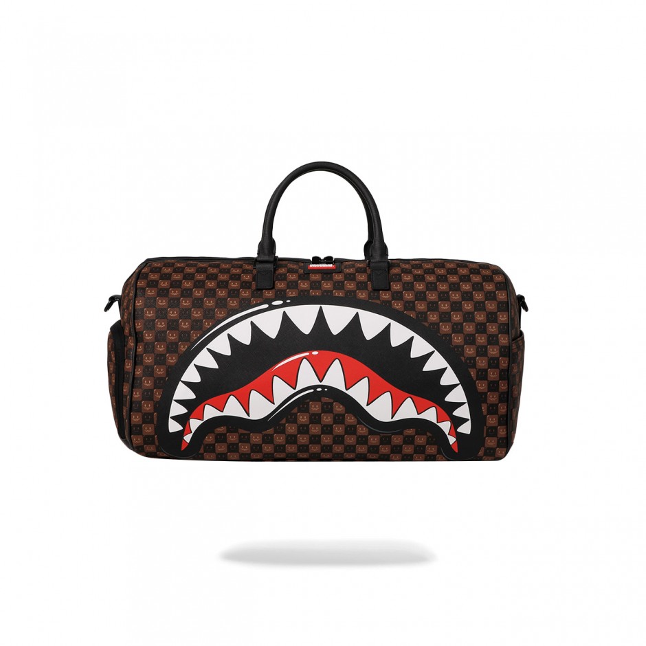 Τσάντα Ώμου Καφέ - Sprayground Sharks In Paris WTF Bubble Brown Check Duffle