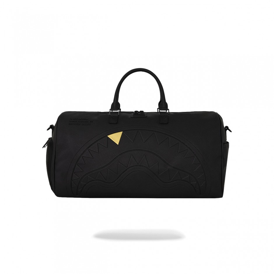 Duffle Bag Black - Sprayground Blacked Out Embossed Gold Tooth Duffle