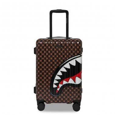 Βαλίτσα Καφέ - Sprayground Sharks In Paris WTF Bubble Brown Check Carry-On Luggage