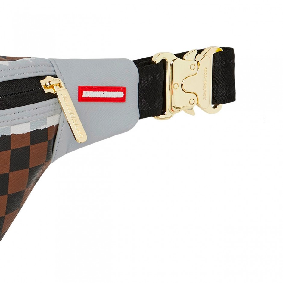 Τσάντα Crossbody Καφέ - Sprayground Cream And Brown Tear Check Savvy