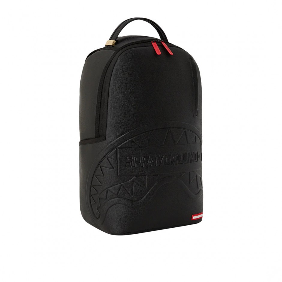 SPRAYGROUND SHARK SMASH LOGO BLACK ALL EMBOSSED B6396 Black