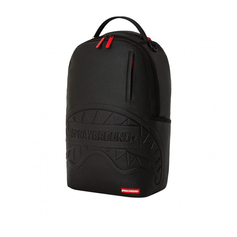 SPRAYGROUND SHARK SMASH LOGO BLACK ALL EMBOSSED B6396 Black