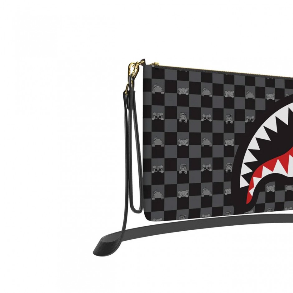 Τσάντα Ώμου Μαύρη - Sprayground Peeking Character Check Crossover Clutch