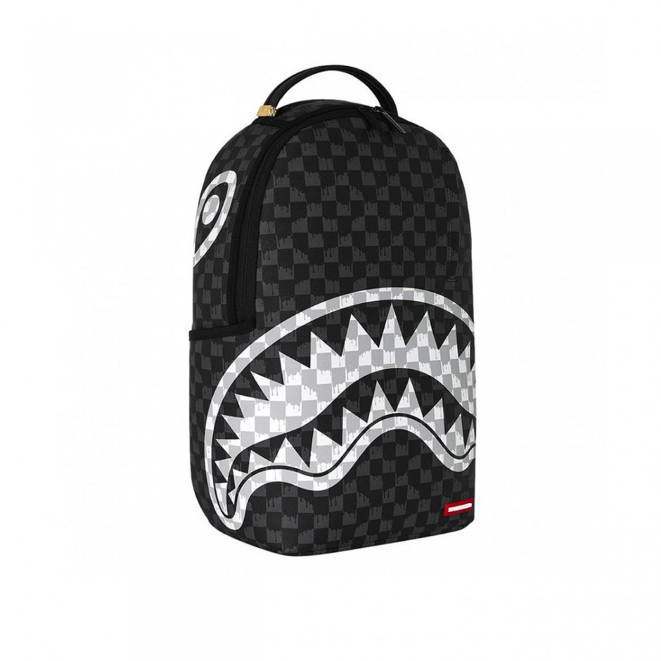 Τσάντα Πλάτης Μαύρη - Sprayground Black And White Drip Check Shark