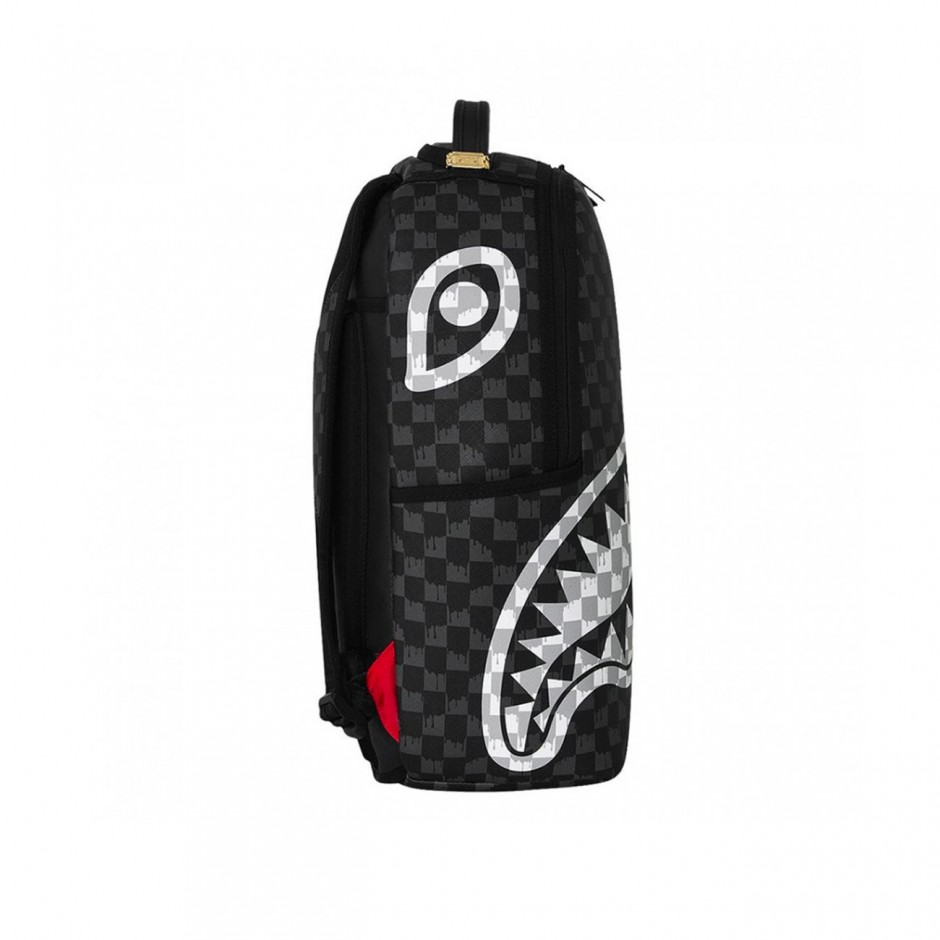 Τσάντα Πλάτης Μαύρη - Sprayground Black And White Drip Check Shark