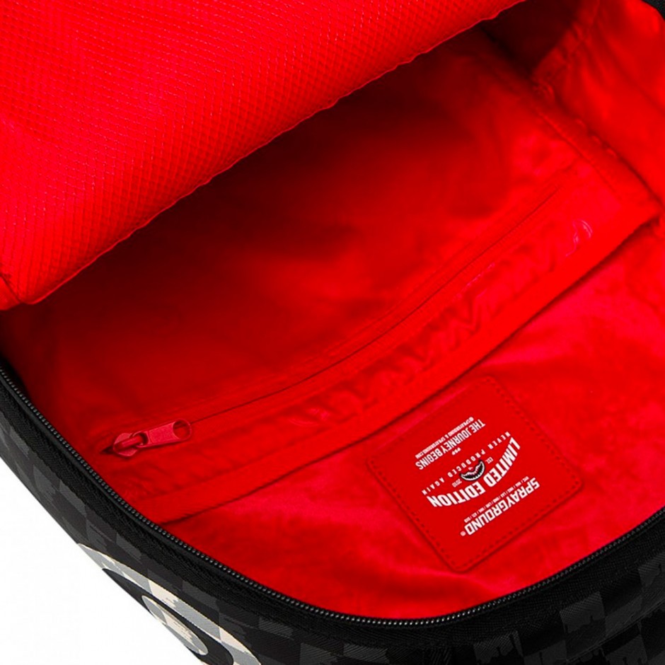 Τσάντα Πλάτης Μαύρη - Sprayground Black And White Drip Check Shark