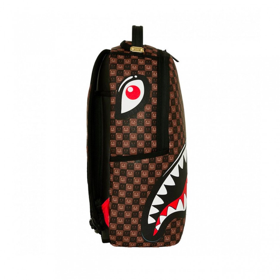 Τσάντα Πλάτης Καφέ - Sprayground Sharks In Paris WTF Bubble Brown Check
