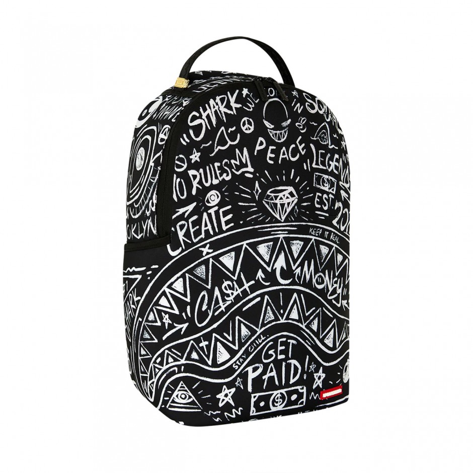 Backpack White-Black - Sprayground Crazy Thoughts