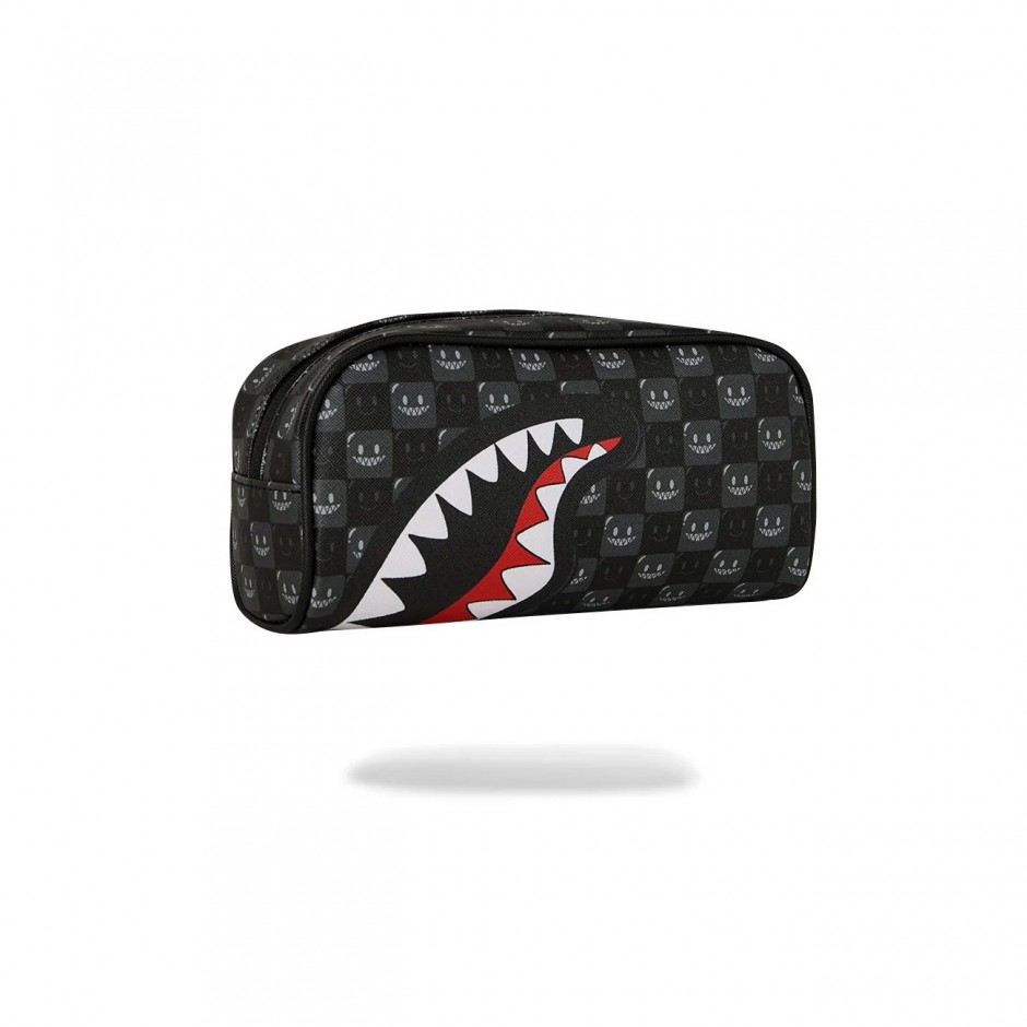 Pouch Grey - Sprayground Sharks In Paris WTF Bubbly Black Check