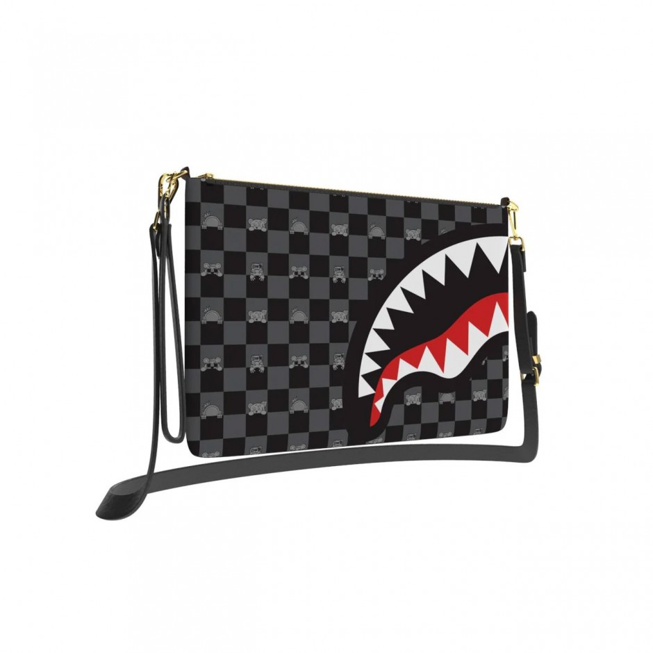 Τσάντα Ώμου Μαύρη - Sprayground Peeking Character Check Crossover Clutch