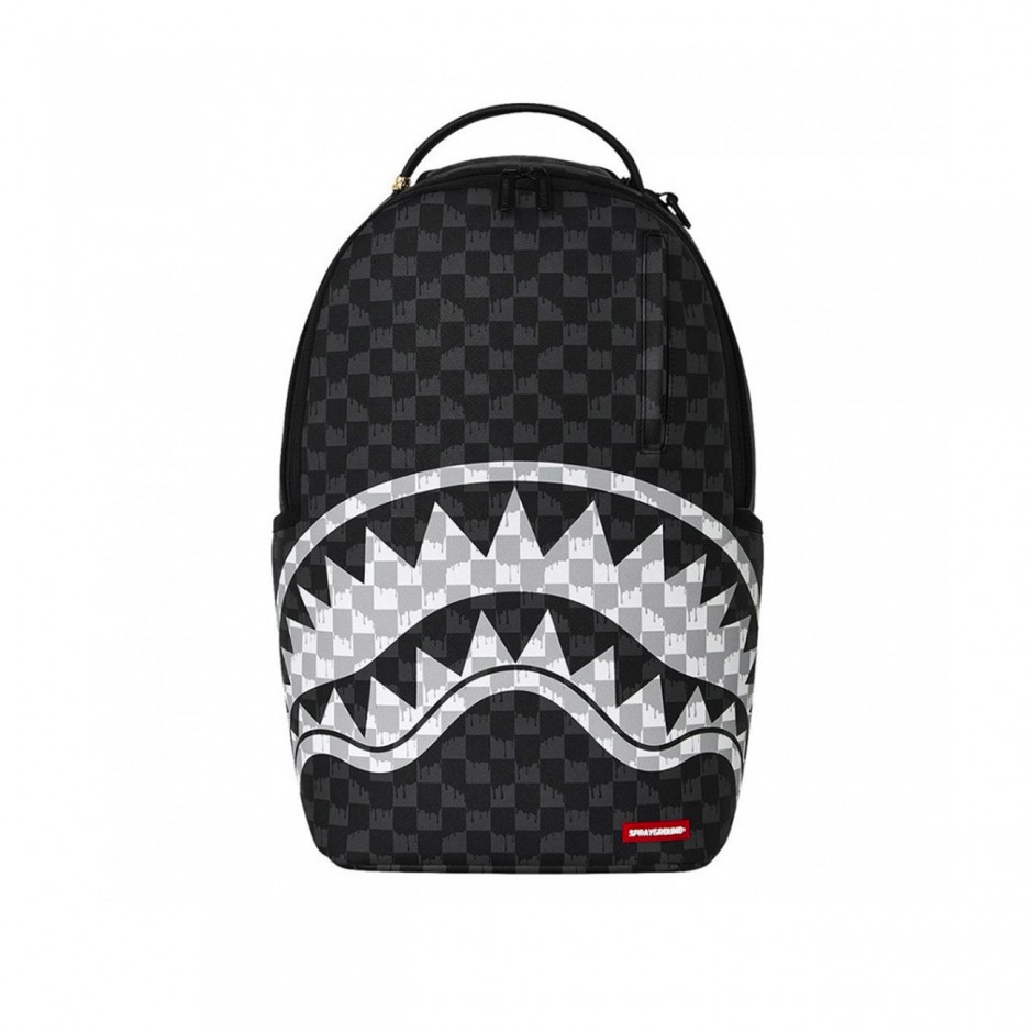 Τσάντα Πλάτης Μαύρη - Sprayground Black And White Drip Check Shark
