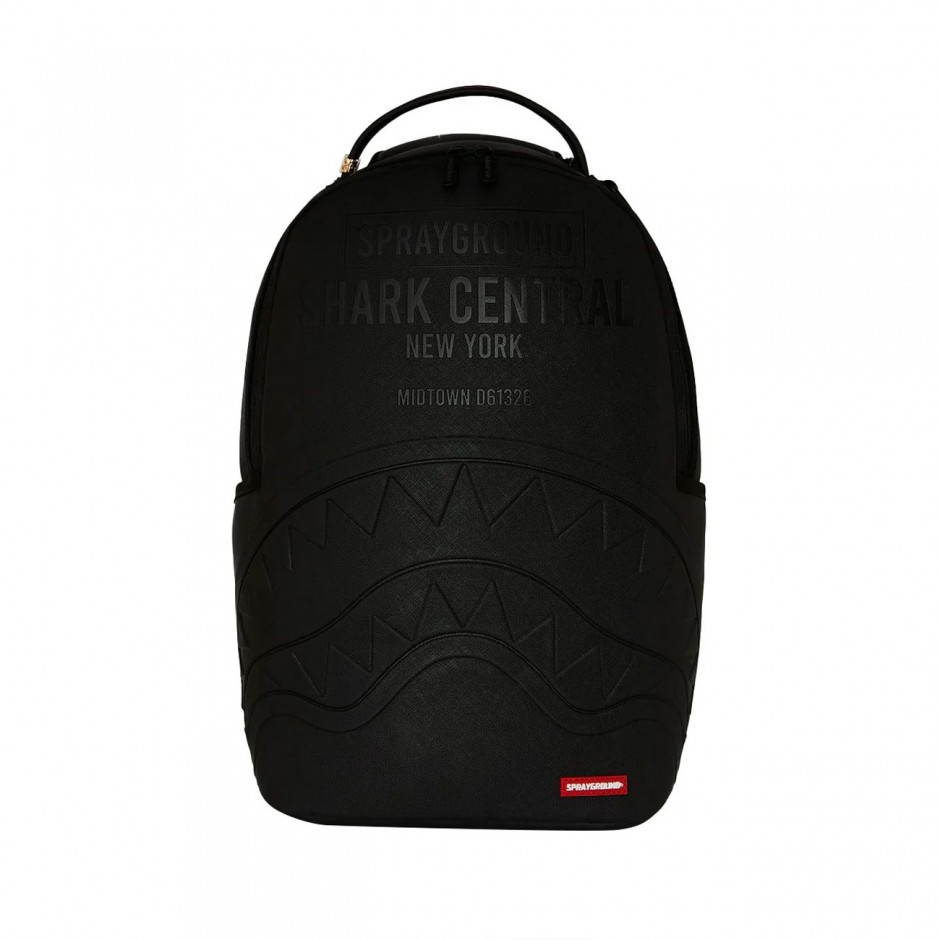 Τσάντα Πλάτης Μαύρη - Sprayground Shark Central Blacked Out Embossed Nylon