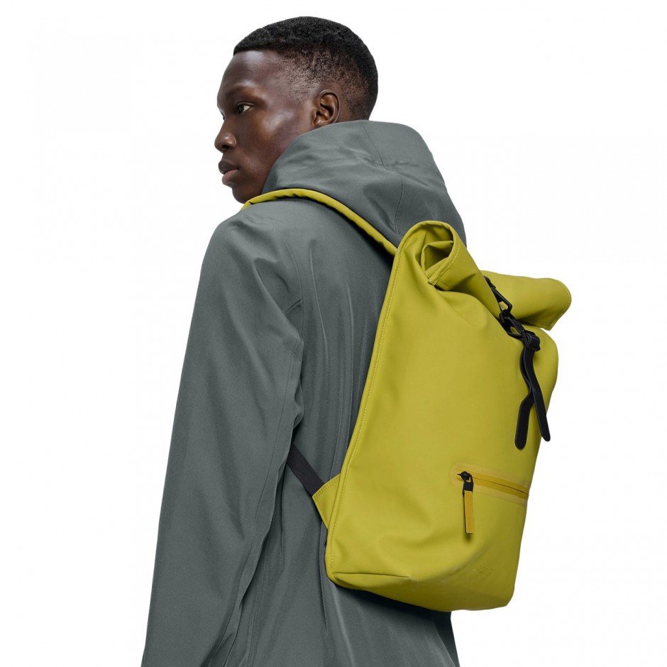 Backpack Yellow - Rains Rolltop Rucksack 