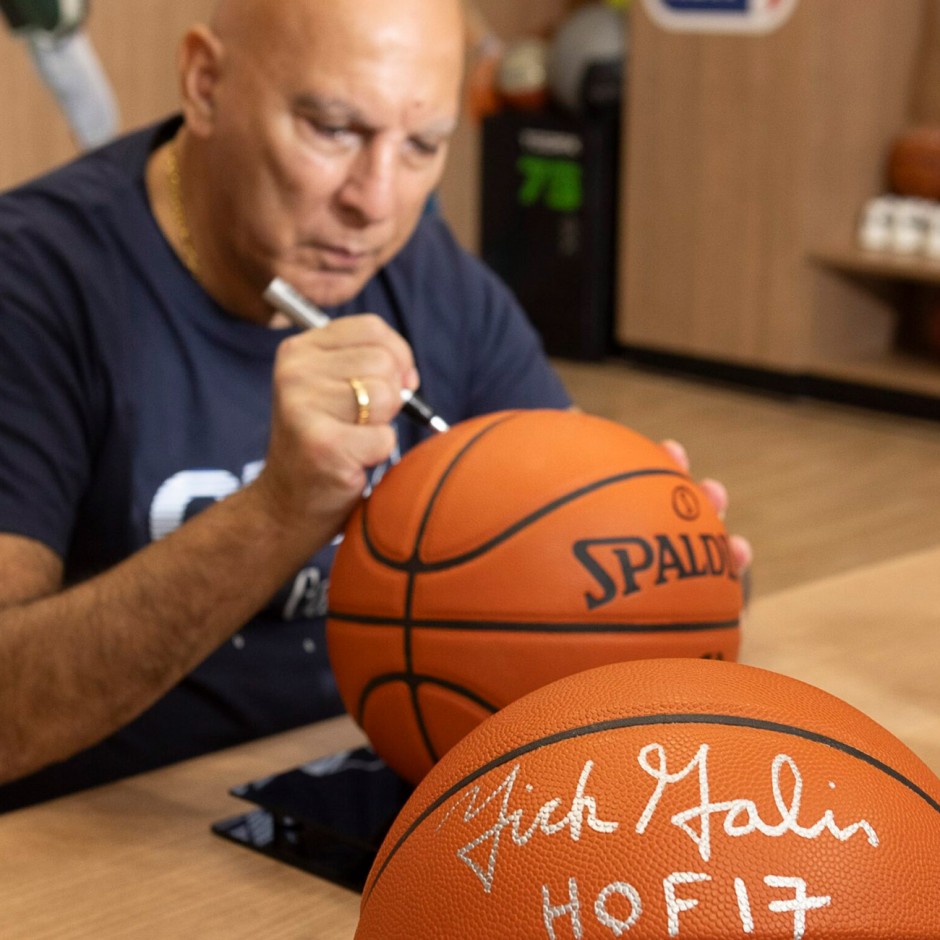 Signed Ball by Nick Galis - Trace 'N Chase Nick Galis Autographed Authentic Spalding NBA Replica 'HOF 17', Limited To 20