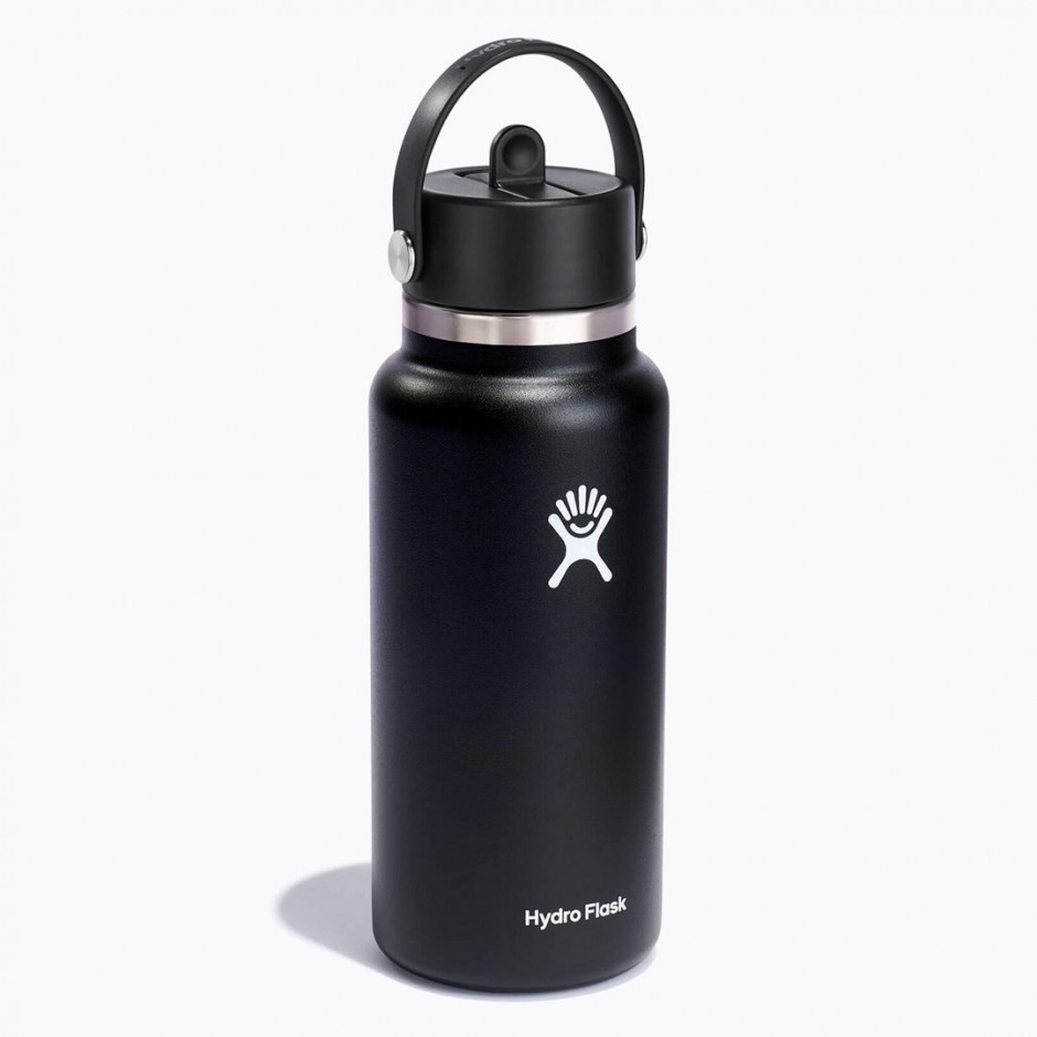 HYDRO FLASK 32 OZ (946 ml) WIDE FLEX STRAW CAP BLACK W32BFS001-BLACK Black