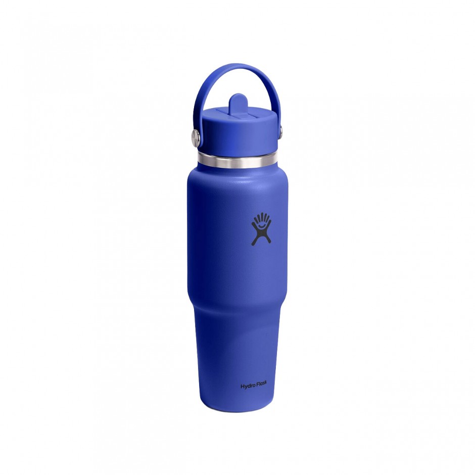 Thermos Bottle Blue - Hydro Flask 32 oz Wide Mouth With Flex Straw Travel Bottle