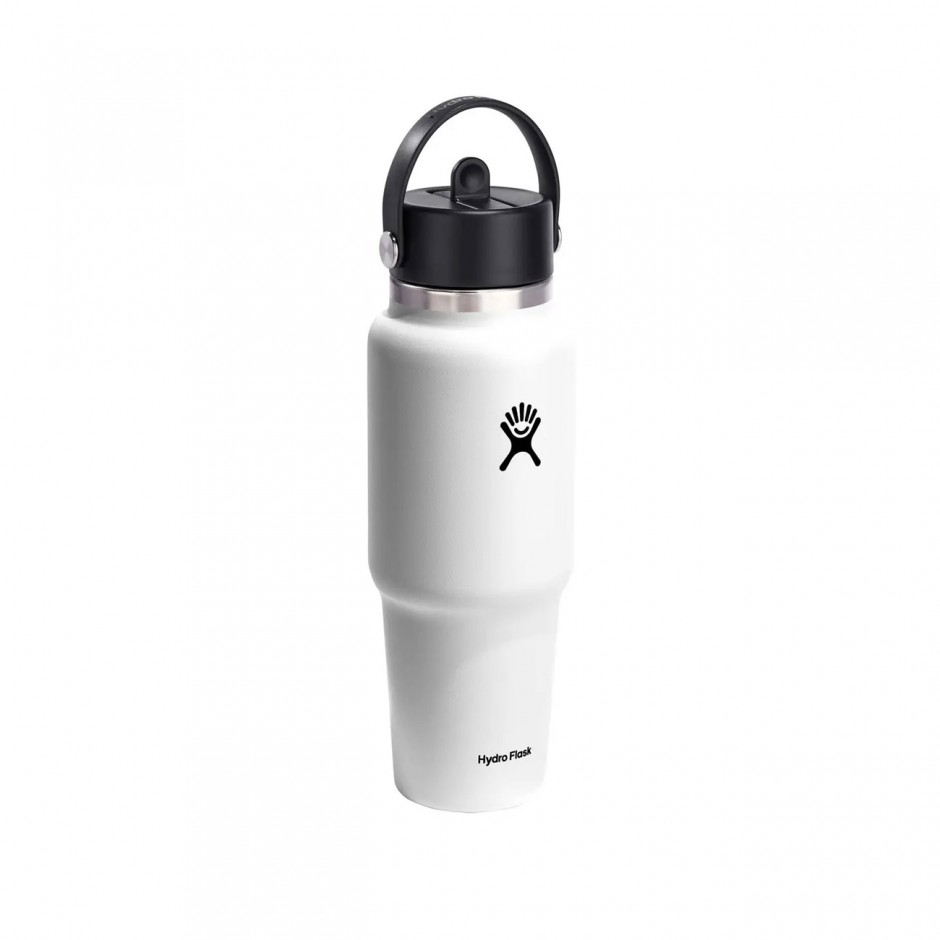 Thermos Bottle White - Hydro Flask 32 oz Wide Mouth With Flex Straw Travel Bottle