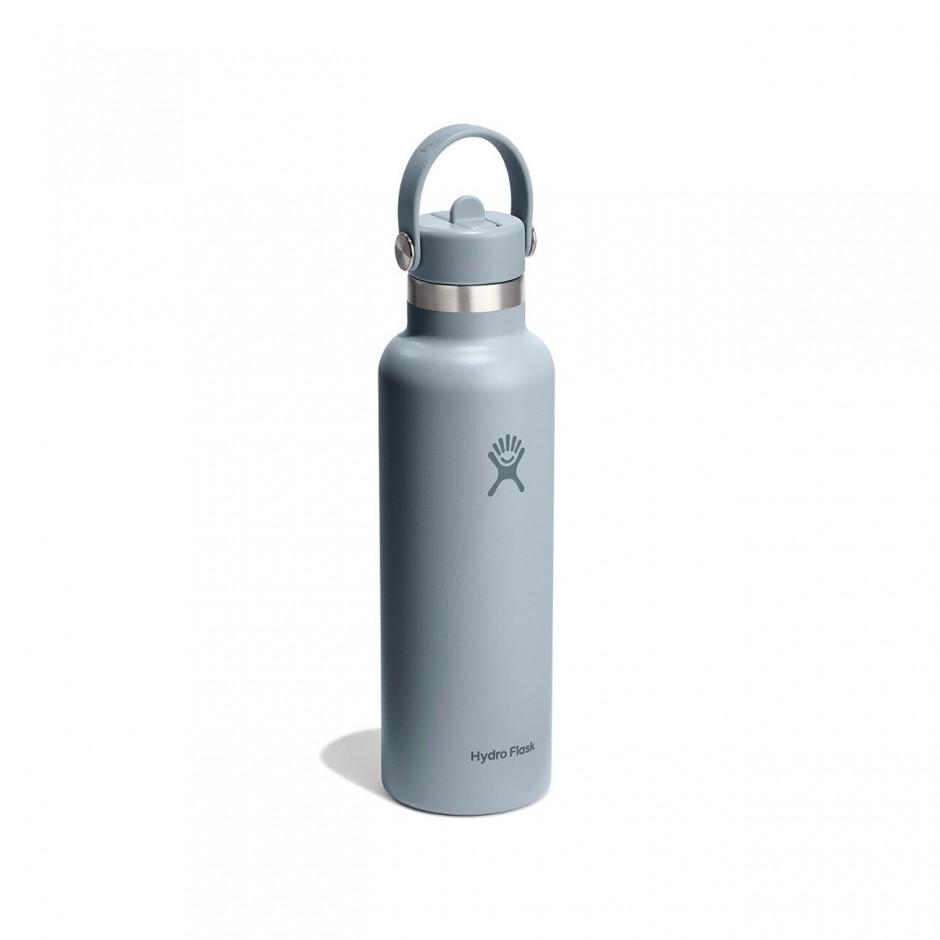 Thermos Bottle Grey - Hydro Flask 21 oz Standard Mouth With Flex Straw Cap