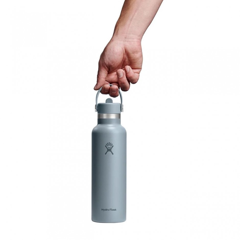 Thermos Bottle Grey - Hydro Flask 21 oz Standard Mouth With Flex Straw Cap