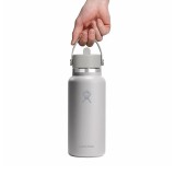 Thermos Bottle Grey - Hydro Flask 32 oz Wide Mouth With Flex Straw Cap Image 1