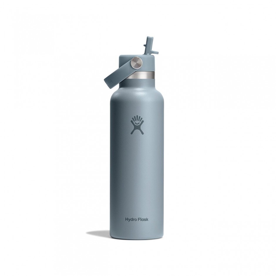 Thermos Bottle Grey - Hydro Flask 21 oz Standard Mouth With Flex Straw Cap