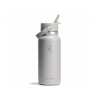 Thermos Bottle Grey - Hydro Flask 32 oz Wide Mouth With Flex Straw Cap