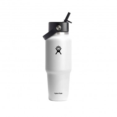 Thermos Bottle White - Hydro Flask 32 oz Wide Mouth With Flex Straw Travel Bottle