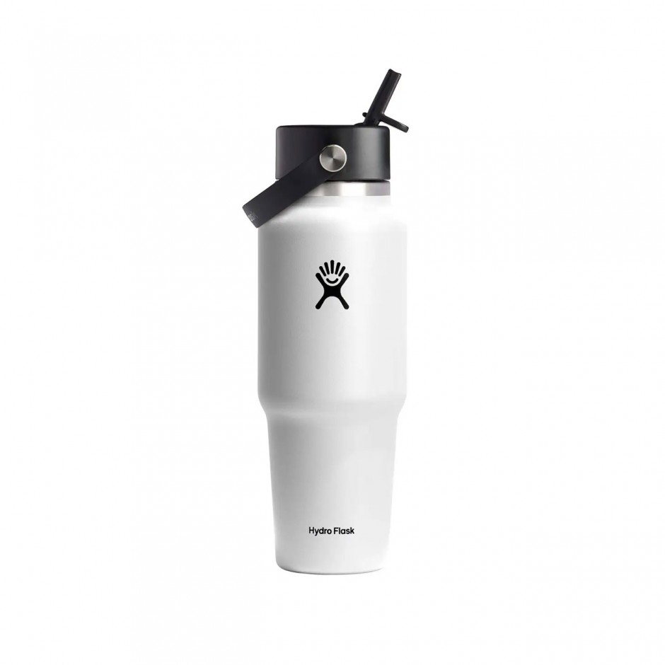 Thermos Bottle White - Hydro Flask 32 oz Wide Mouth With Flex Straw Travel Bottle
