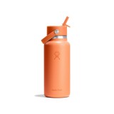 Thermos Bottle Orange - Hydro Flask 32 oz Wide Mouth With Flex Straw Cap Image 