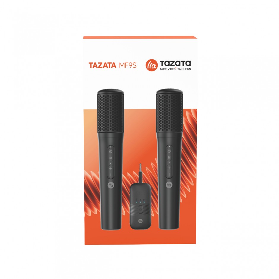 Bluetooth Microphones Black - TAZATA Wireless Microphones 2 Pack MF9