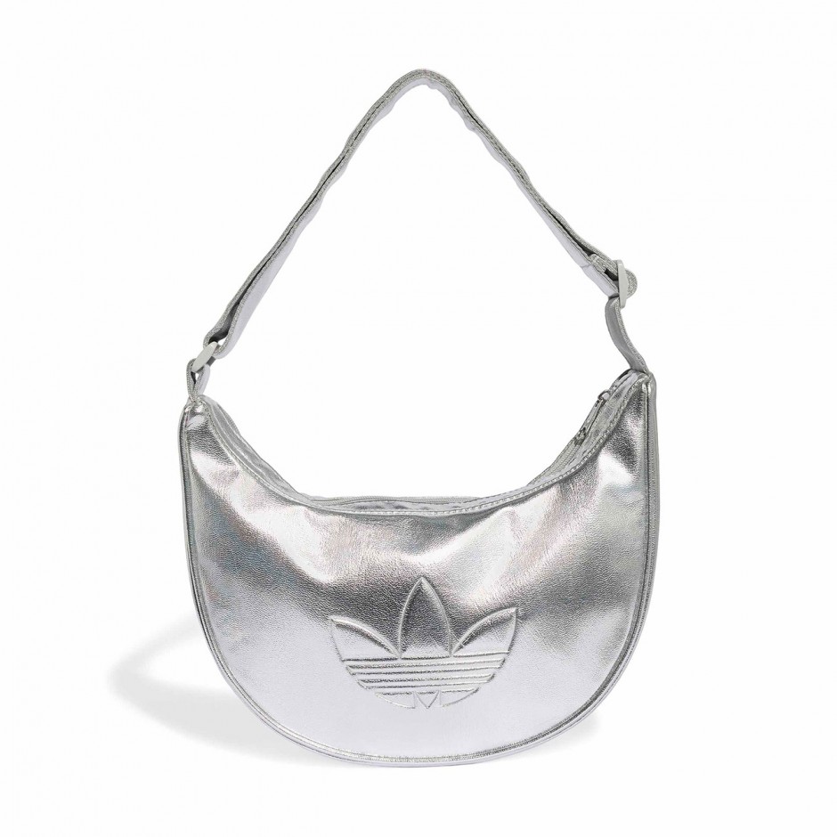 Women's Bag Silver - adidas Originals Adicolor Half Crescent Metallic PU